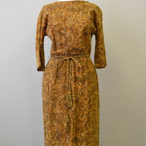 1950s Carol Craig Lurex Paisley Wiggle Dress image 2