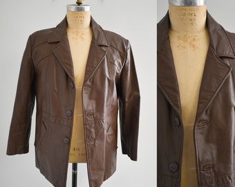 1970s Clipper Mist Brown Leather Coat