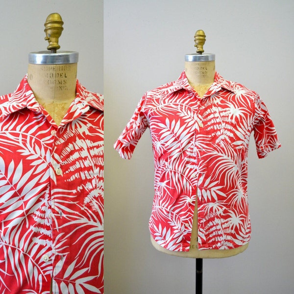 1960s Christian Dior Red Tropical Shirt