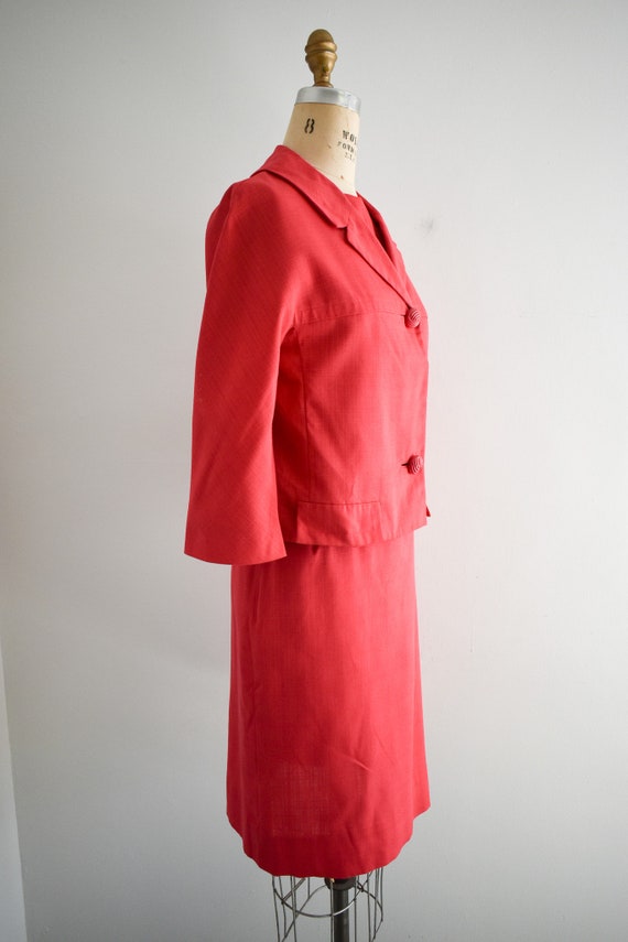 1960s Two Piece Skirt Suit with Ribbon Stripe Trim