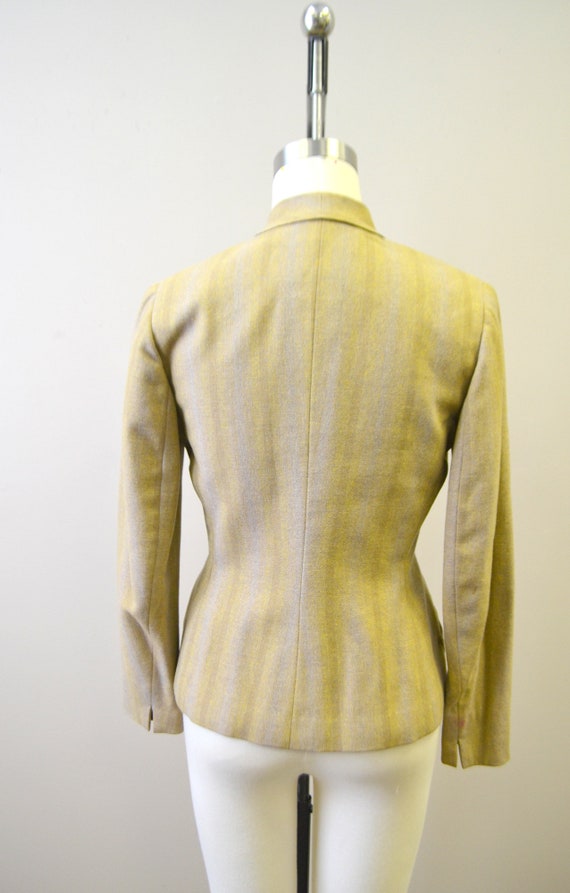 1940s Yellow and Beige Striped Wool Jacket - image 4