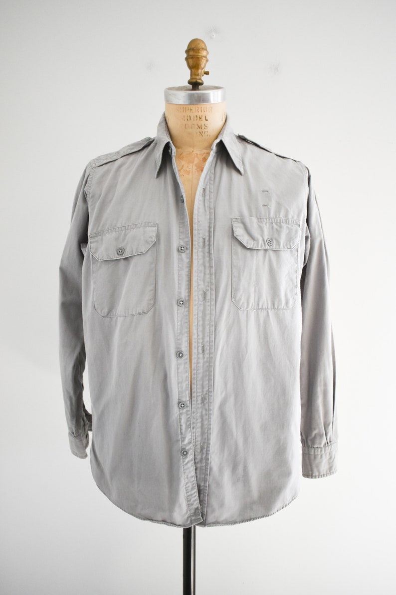 1950s Gray Cotton Police Uniform Shirt image 2