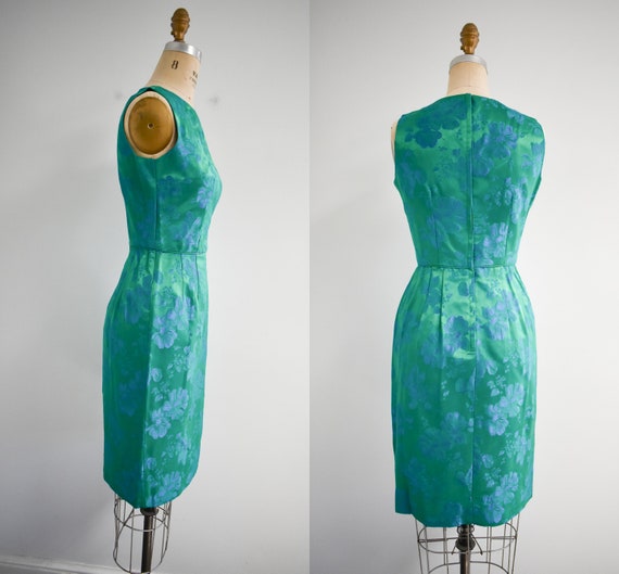 1950s/60s Blue and Green Floral Brocade Two Piece… - image 6