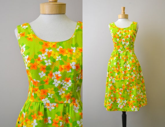 1960s Malia Hawaiian Floral Dress
