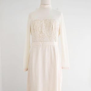 1990s Cream Lace and Mesh Bridal Gown