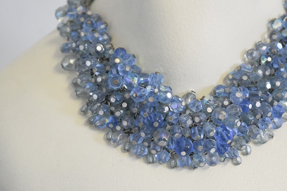 Vintage Blue Glass Bead Charm Necklace - image 2