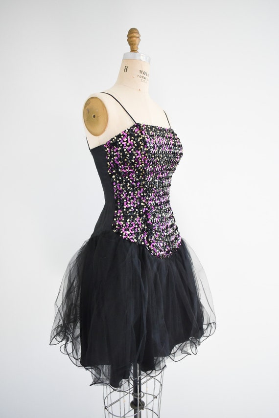 1980s Sequin Party Mini Dress - image 4