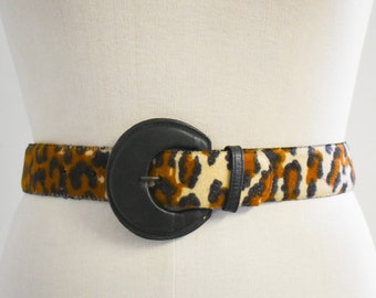 Vintage gold leopards 80s wide belt black Austrian Vintage 1980s EXTRA WIDE LEOPARD Print Brown Suede Belt - Etsy main image 3