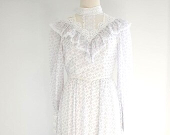 1970s Gunne Sax Floral Lace Corset Maxi Dress: Renaissance Boho - Etsy