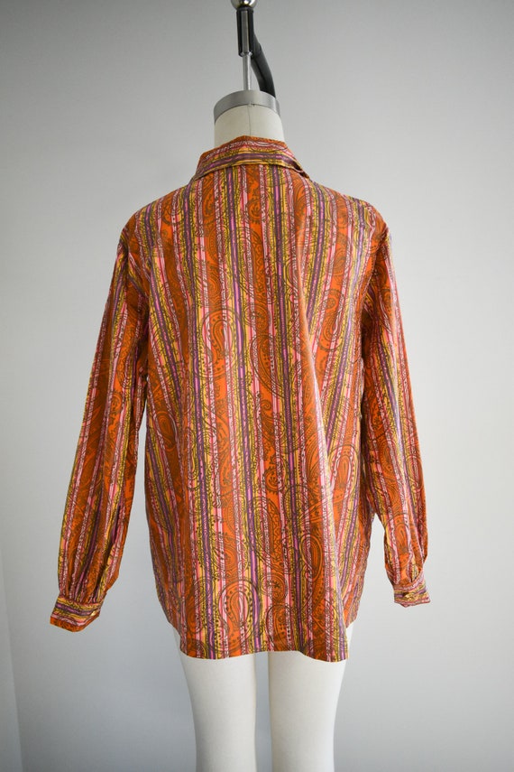 1960s Microstriped Paisley Blouse - image 6