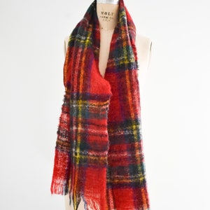 Vintage Mohair Red Plaid Scarf image 2