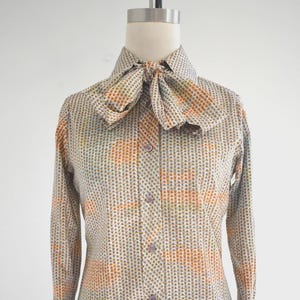 1970s Contessa Monique by Florence Alper Printed Blouse and Sash