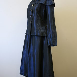 1940s Navy Taffeta Jacket and Skirt Set image 4
