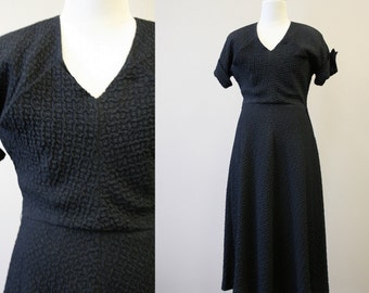 1940s Black Puckered Dress