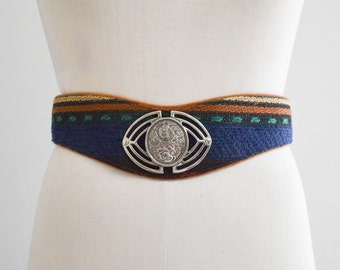 1980s/90s Woven Tapestry Belt with Silver Metal