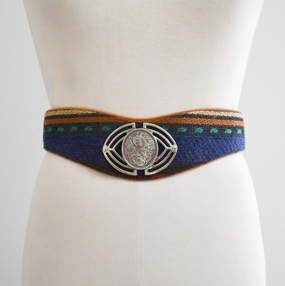 1980s/90s Woven Tapestry Belt with Silver Metal