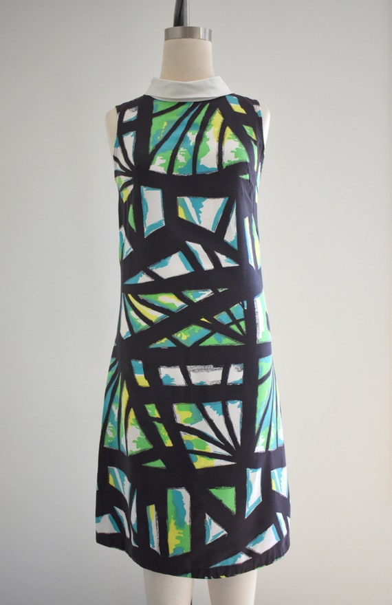 1960s Abstract Print Cotton Dress - image 3