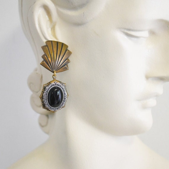 1980s Antique Style Dangle Pierced Earrings