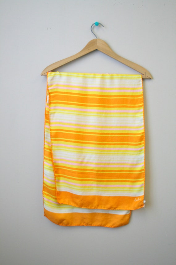 1960s Echo Citrus Striped Silk Scarf - image 4