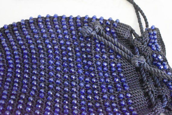 1930s/40s Blue Beaded Reticule Purse - image 4