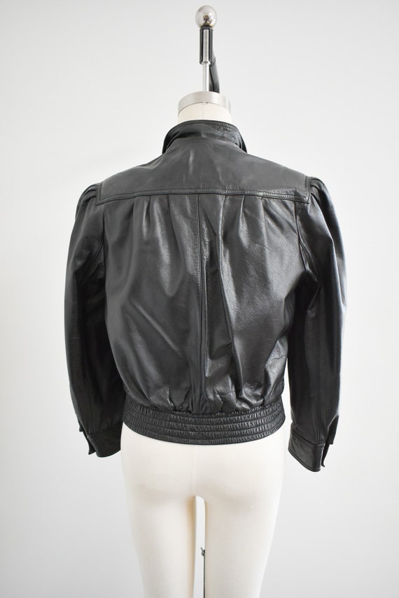 1980s Cropped Black Leather Jacket - image 5
