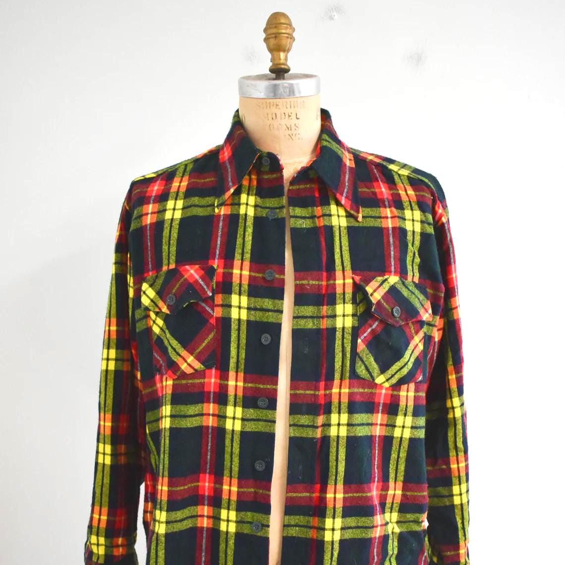 1970s Plaid Flannel Shirt - Etsy