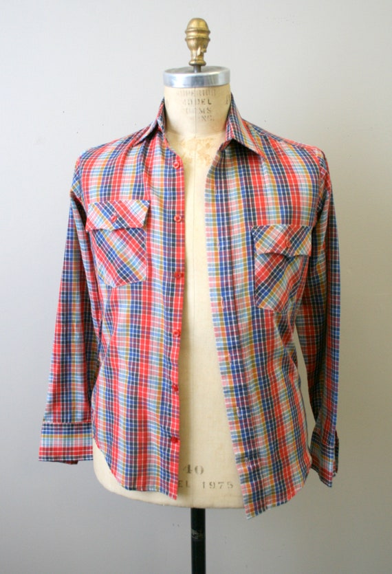 1970s Multi-Color Checked Men's Shirt - image 2