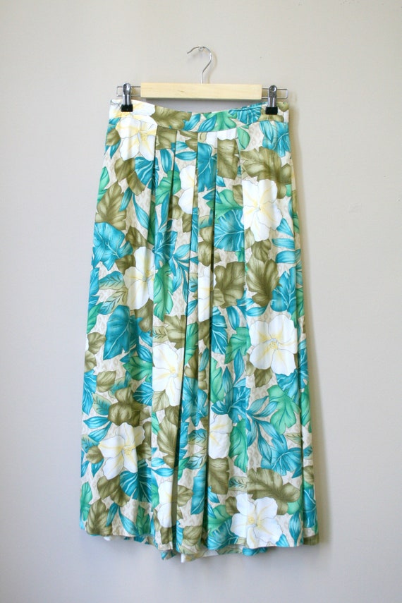 1980s Floral and Cheetah Print Midi Skirt - image 2