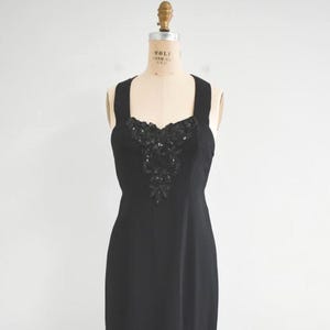 1990s Black Formal Dress with Beading/Sequins
