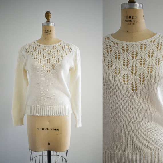 1970s Cream Acrylic Sweater