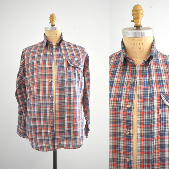 1970s/80s Levi's Men's Plaid Shirt