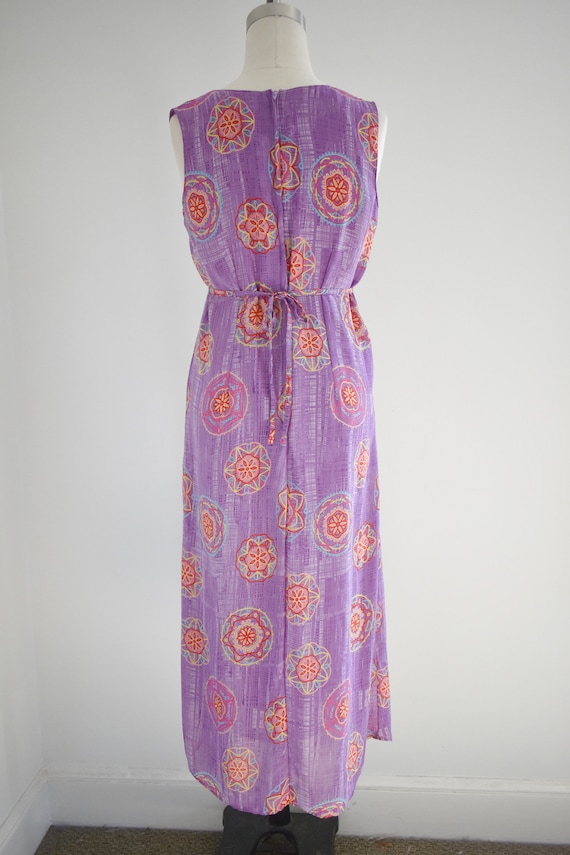 1990s Purple Circle Print Chiffon Maxi Dress - image 5