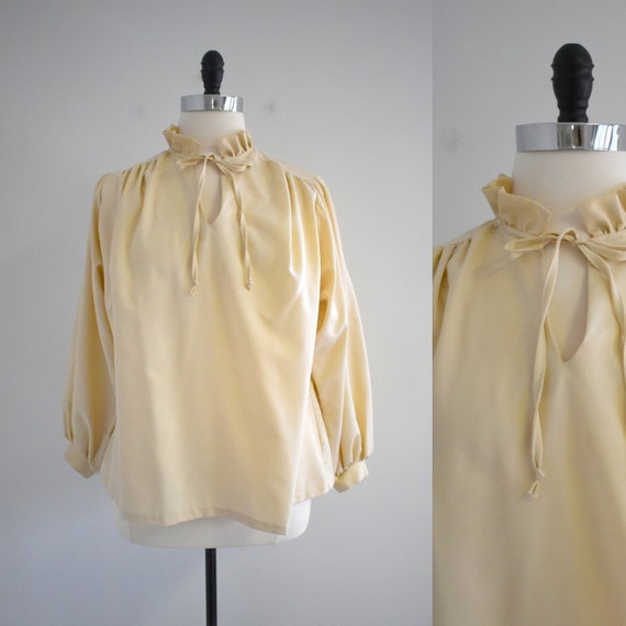 1970s/80s Beige Full Sleeve Blouse - image 1