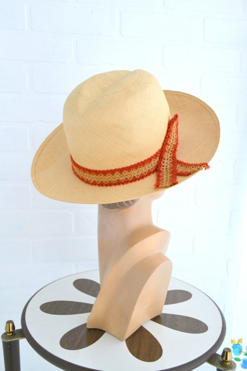 1960s Therese Ahrens Straw Fedora Sun Hat
