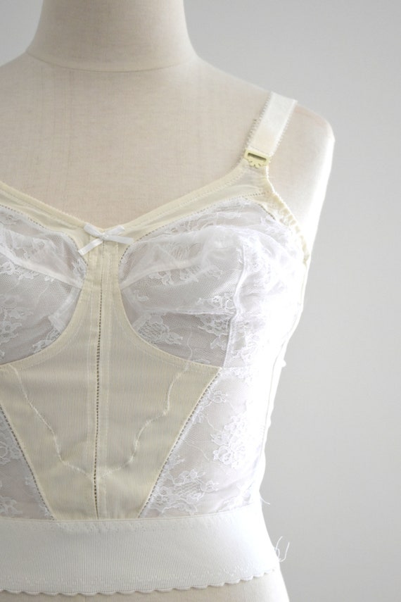70s White Lace Bustier - 36A