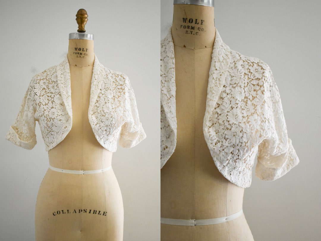 1940s Cream Lace Bolero Jacket Etsy