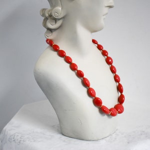 Vintage Red Plastic Graduated Bead Necklace image 3