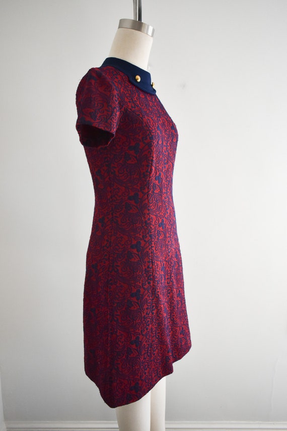 1960s Burgundy and Navy Knit Dress - image 4