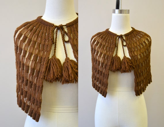 1930s Brown Hand Knit Capelet