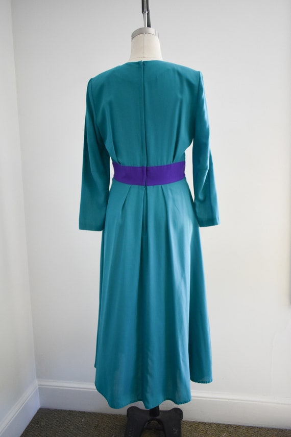 1990s Green and Purple Midi Dress - image 5