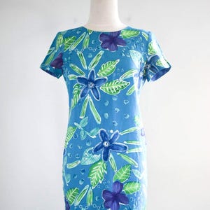 1980s Liz Claiborne Floral Linen Mini Dress