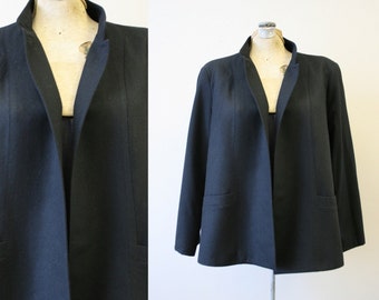 1990s Chaus Black Wool Blend Jacket