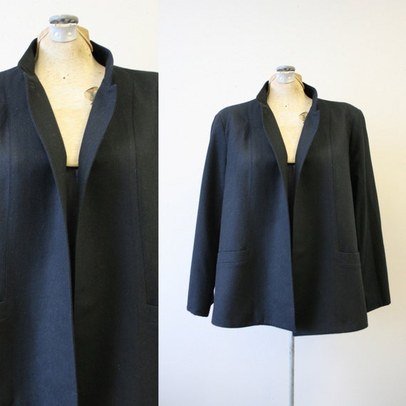 1990s Chaus Black Wool Blend Jacket