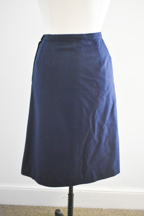 1990s Pendleton Navy Wool Pencil Skirt - image 6