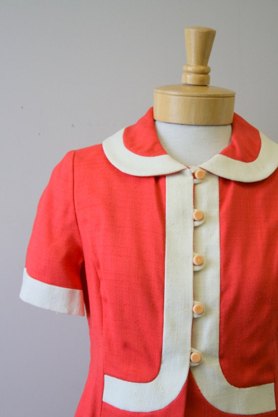 1950s Coral and Cream Dress and Jacket Set - image 3