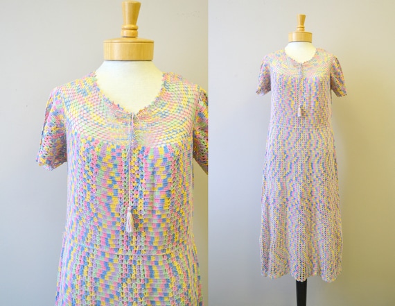 1930s Pastel Crochet Dress