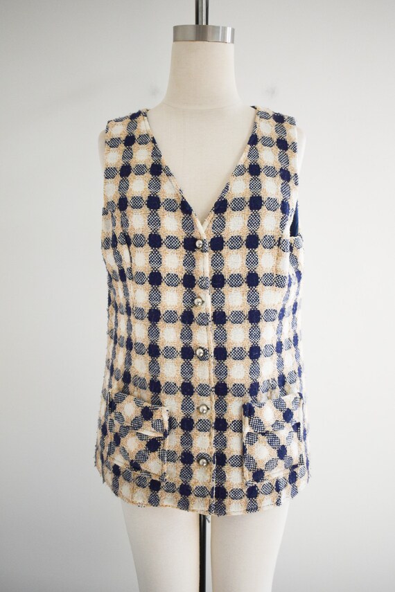 1970s Textured Plaid Vest - image 2