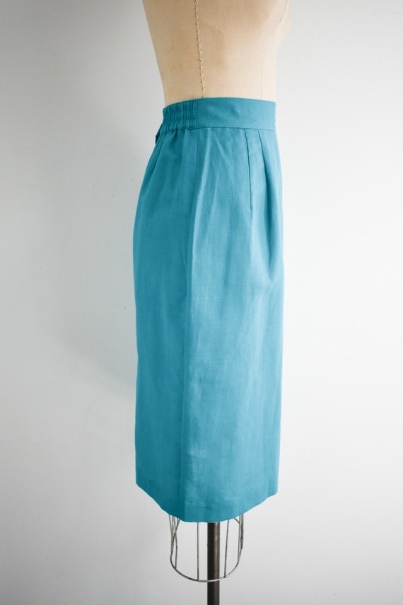 1980s Teal Pencil Skirt - image 5