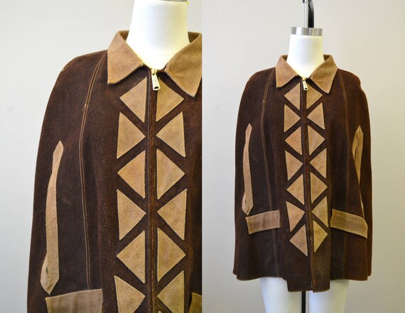 1970s Brown Suede Cape