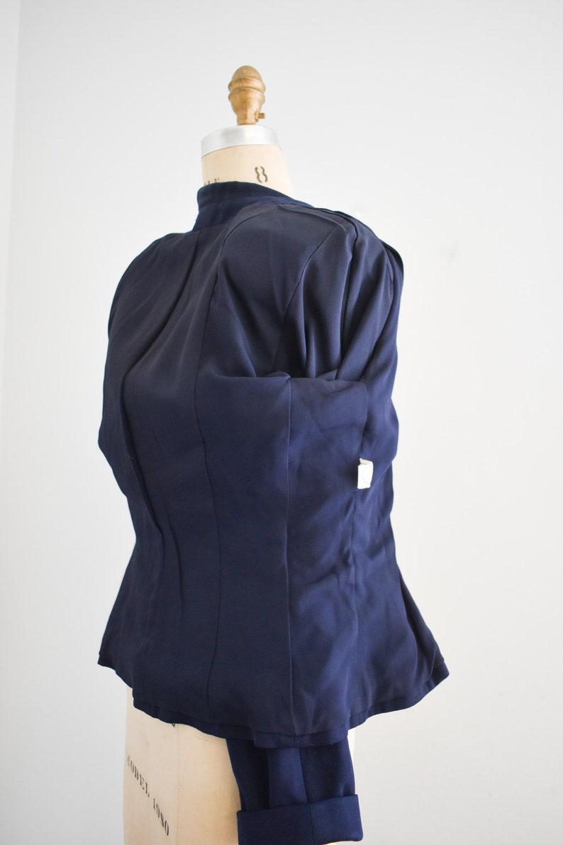 1940s Swansdown Navy Wool Gabardine Jacket image 5